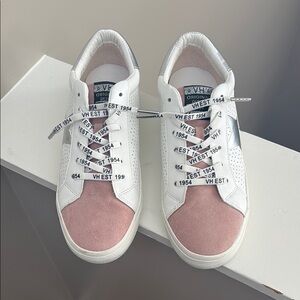 Women's White and Pink Sneakers